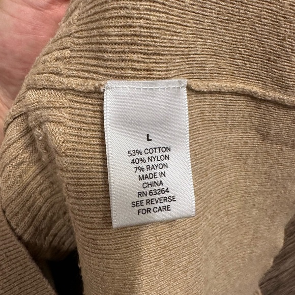 Dress Barn Tan V-Neck Sweater with Cable Knit Design - Picture 4 of 5